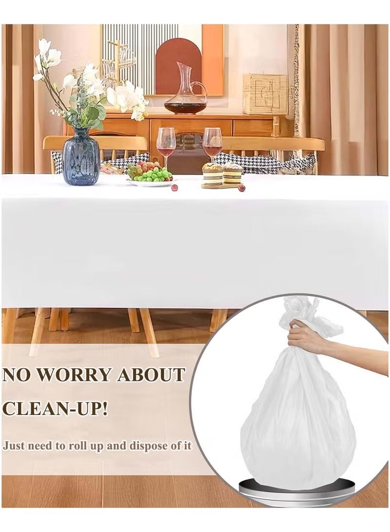 جيكومو مفرش طاولة يمكن التخلص منه مفرش طاوله ابيض137 × 274 سم مفرش طاولة للحفلات، مفرش طاولةبلاستيكي للطاولات المستطيلة، مفرش طاولة مقاومللماء ومتين للديكور لتناول الطعام وحفلات الزفافوالأنشطة الخارجية مفرش طاوله طعام - Image 4